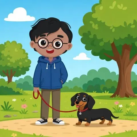Picture of the word dachshund for children