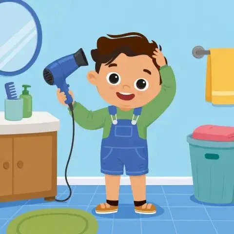 Picture of the word hair dryer for children