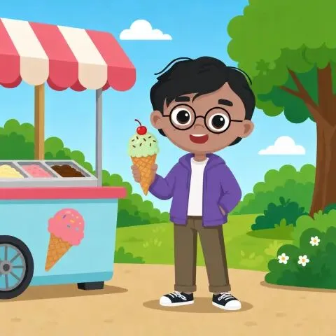 Picture of the word ice cream for children