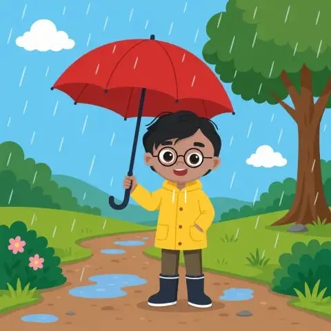 Picture of the word umbrella for children