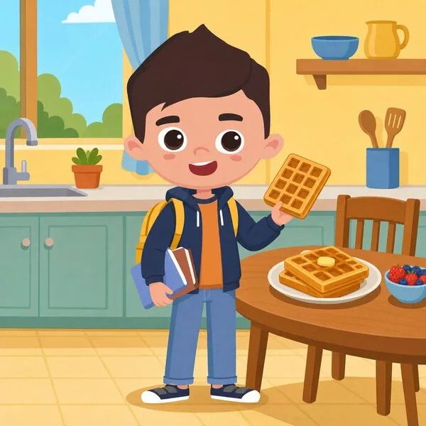 Picture of the word waffle for children